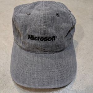 Y2K Microsoft Strap Back Hat Gray Head To Toe Tech